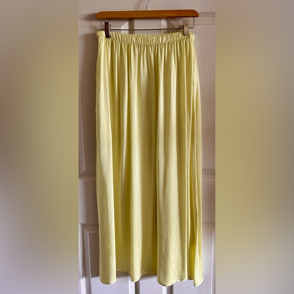 Anthropologie Stark X Women’s Elastic Waist Yellow Long‎ Midi Skirt Sz S Pockets